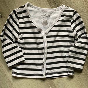 June & January Classic Cardigan Black white stripe